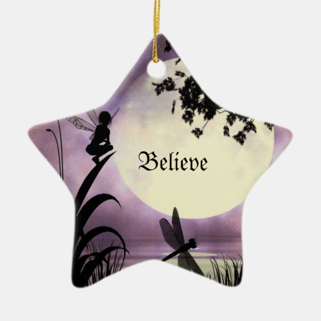 Fairy Moonlit Pond Ornament (Front)