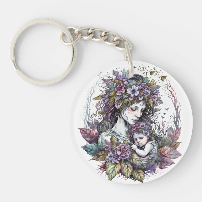 Fairy Mother and Child Acrylic Keychain (Front)