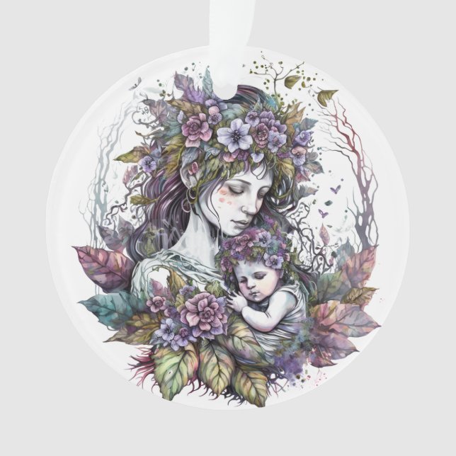 Fairy Mother and Child Necklace Ornament (Front)