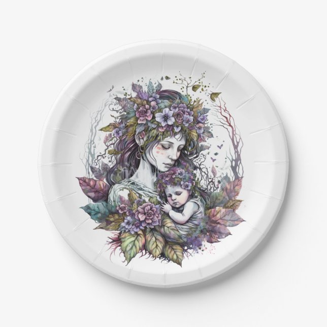 Fairy Mother and Child   Paper Plate (Front)