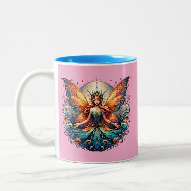 Fairy Mug, Magical  Fantasy Vibe Two-Tone Coffee Mug (Left)