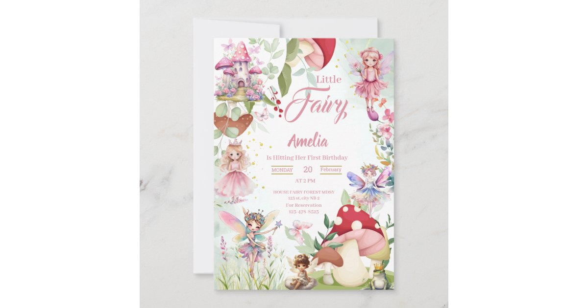 fairy mushroom birthday invitation | Zazzle