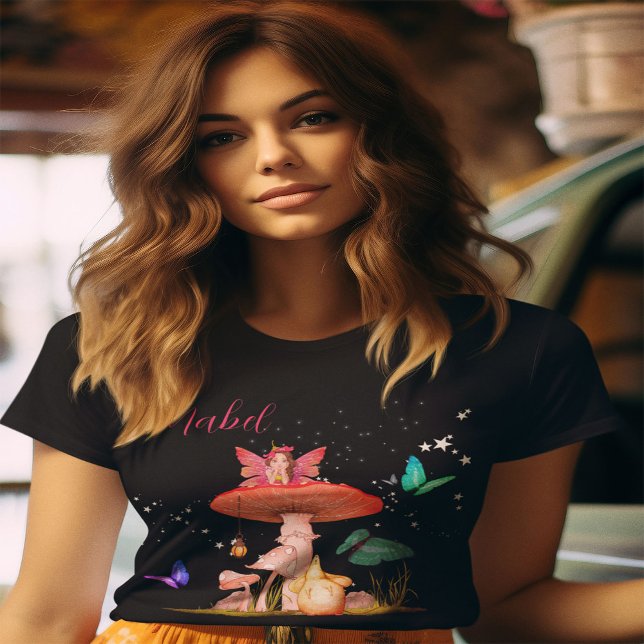  Fairy  Mushroom Enchanted Magic Stars Black T-Shirt (Creator Uploaded)