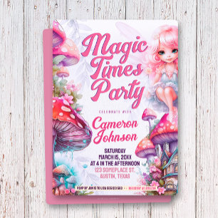 Fairy Mushroom Magic Times Whimsical Party Invitation