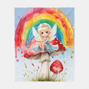 Fairy Mushroom Paint Rainbow Girl Birthday Party  Fleece Blanket