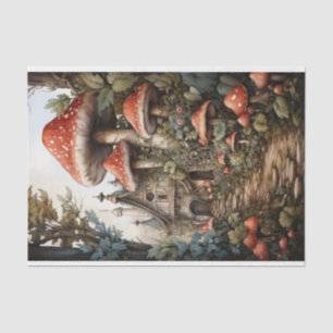 Fairy Mushroom Village Decoupage Halloween Floral Tissue Paper