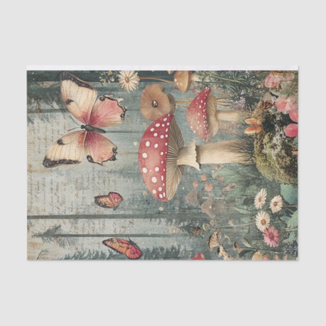 Fairy Mushrooms Gothic Garden Decoupage Tissue Paper (Front)