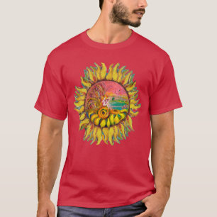 FAIRY OF SUNFLOWERS PLAYING LYRA Fantasy Floral T-Shirt