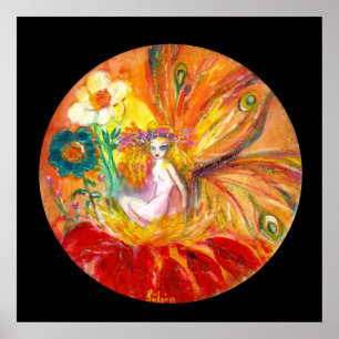FAIRY OF THE FLOWERS ,Red Yellow Black Fantasy Poster
