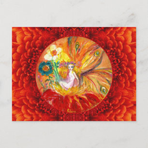 FAIRY OF THE FLOWERS Red Yellow Fantasy Postcard