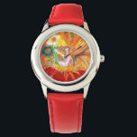 FAIRY OF THE FLOWERS, Red Yellow Watch<br><div class="desc">Whimsical , colourful and vibrant  flower fairy , acrylic painting .(c) by Bulgan Lumini</div>