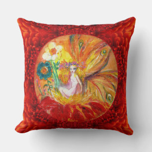 FAIRY OF THE FLOWERS ,Red Yellow White Fantasy Cushion