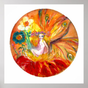 FAIRY OF THE FLOWERS ,Red Yellow White Fantasy Poster
