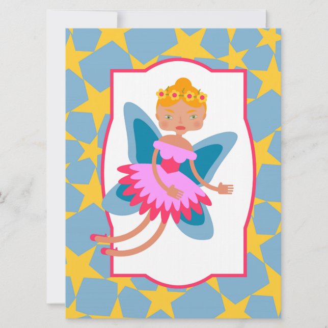 Fairy of the forest girl birthday party invitation (Front)