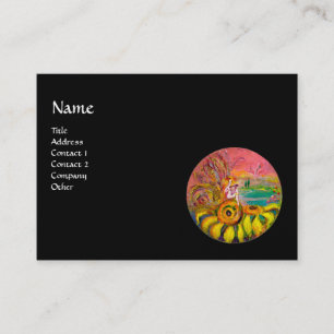 FAIRY OF THE SUNFLOWERS yellow pink black Business Card