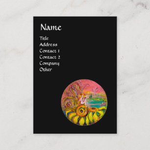 FAIRY OF THE SUNFLOWERS yellow pink black Business Card