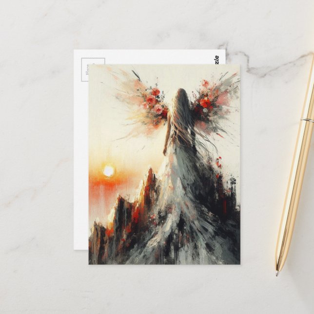 Fairy on a Mountain at Sunrise Postcard (Front/Back In Situ)