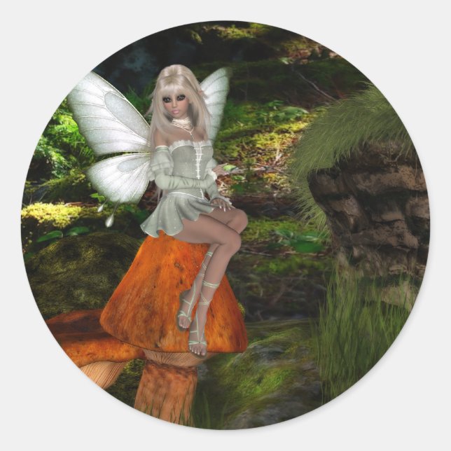 Fairy on a Mushroom Design 2 Stickers (Front)