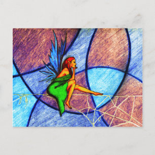 Fairy on a spider web postcard