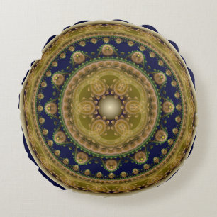 Fairy oriental round fractal pattern cushion