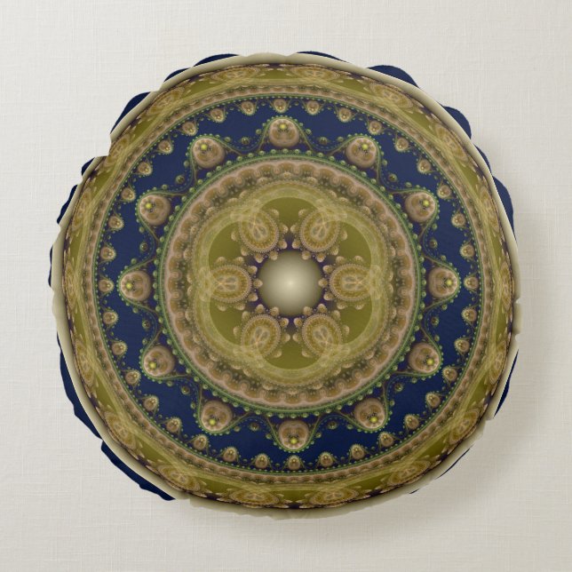 Fairy oriental round fractal pattern cushion (Front)