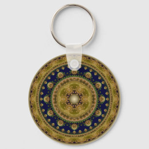 Fairy oriental round fractal pattern key ring