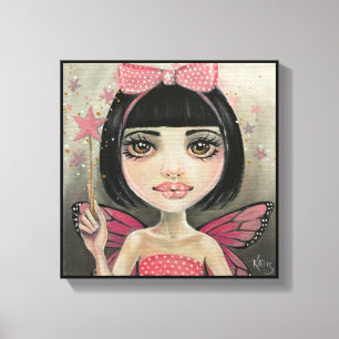 Fairy Painting, Fairy in polka dots, pink fairy Canvas Print