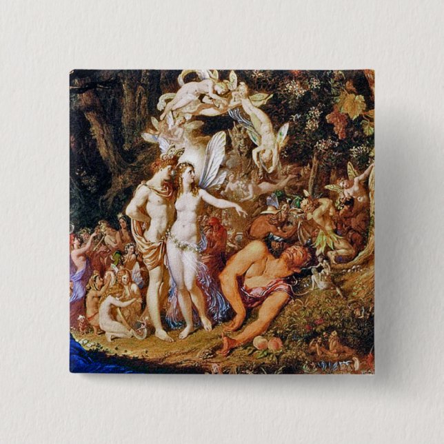 Fairy Painting "Oberon and Titania" 15 Cm Square Badge (Front)