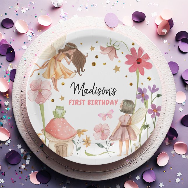 Fairy Party Enchanted Forest Garden Fairy Birthday Paper Plate (Creator Uploaded)