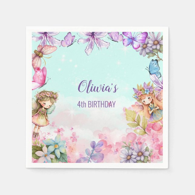 Fairy Party Garden Fairy Birthday Napkin (Front)
