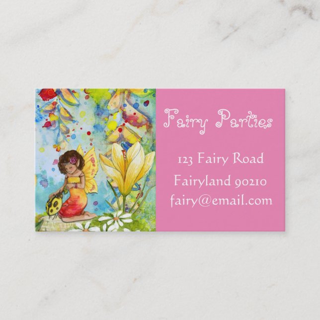 Fairy Party Planner Fairy parties business Business Card (Front)
