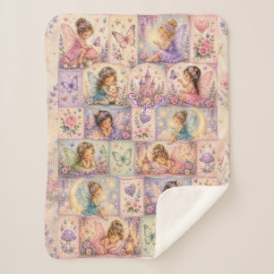 Fairy Patchwork Castle Keepsake for Cosy Dreamers Sherpa Blanket