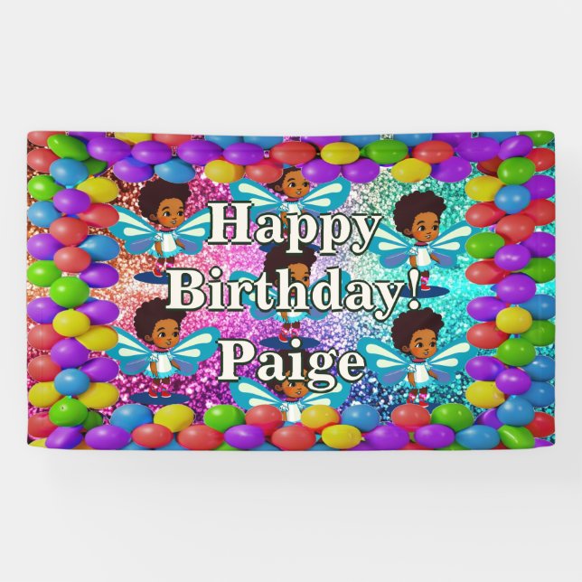 Fairy  Personalised character birthday banner (Horizontal)
