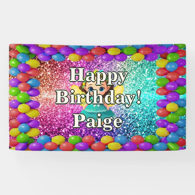 Fairy Personalised character birthday banner (Horizontal)