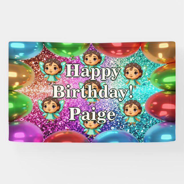 Fairy Personalised character birthday banner (Horizontal)
