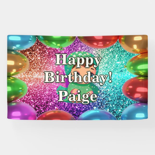 Fairy Personalised character birthday banner (Horizontal)