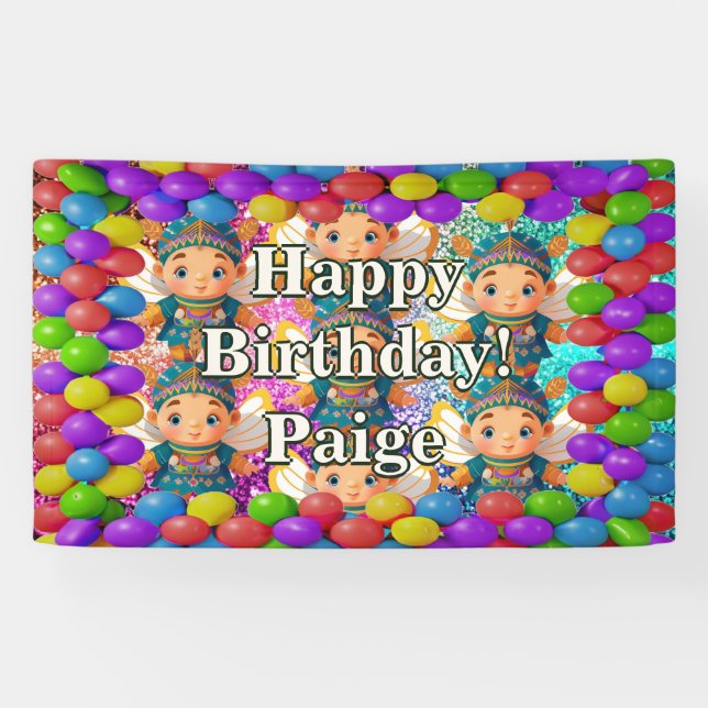 Fairy Personalised character birthday banner (Horizontal)
