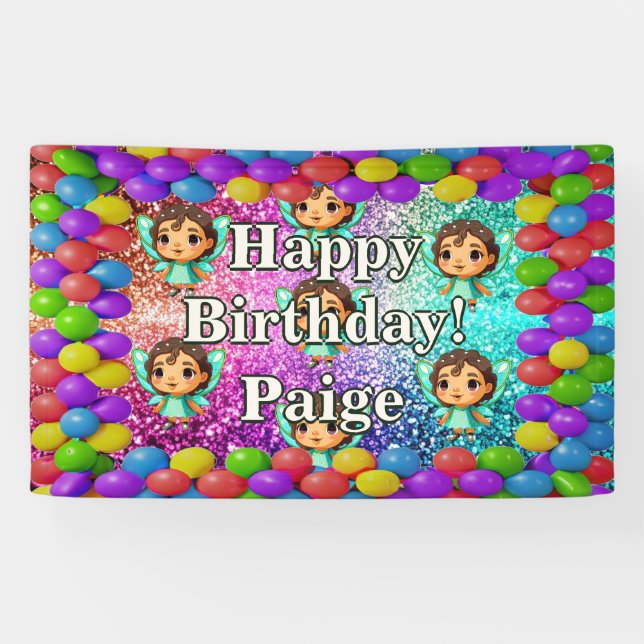 Fairy Personalised character birthday banner (Horizontal)