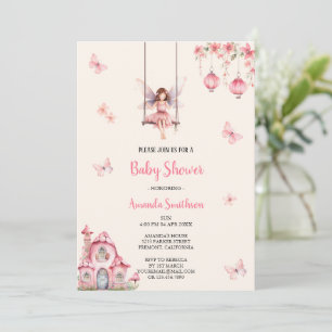 fairy pink babyshower invitation
