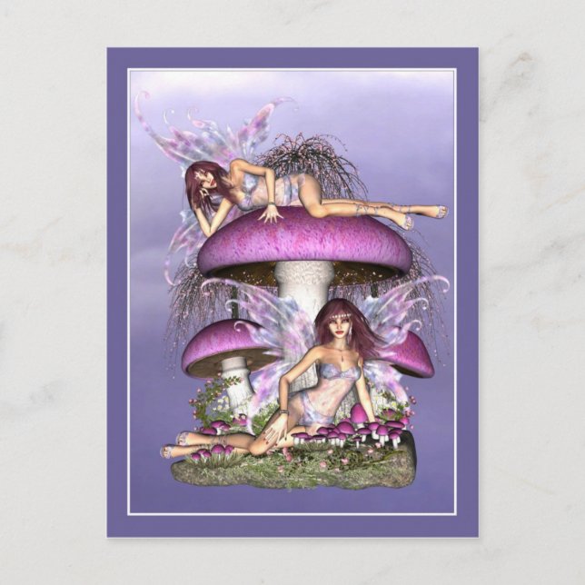 Fairy Postcard - Mushroom Fairies (Front)