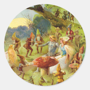 Fairy Prince and Thumbelina in the Magic Forest Classic Round Sticker