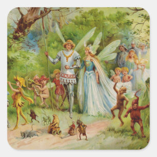 Fairy Prince and Thumbelina in the Magic Wood Square Sticker