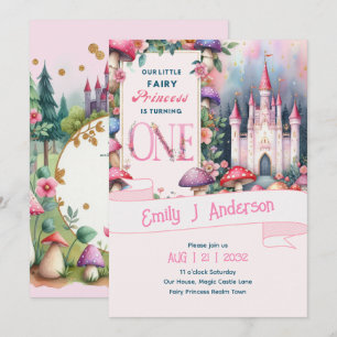 Fairy Princess 1st Birthday ONE Pink Fairycore Invitation