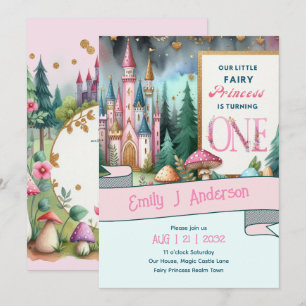 Fairy Princess 1st Birthday ONE Pink Fairycore Invitation