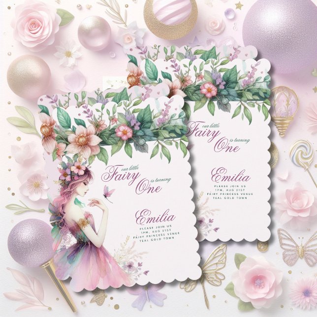 Fairy Princess 1st Birthday or EDIT AGE Teal Gold Invitation (Creator Uploaded)