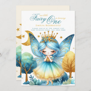 Fairy Princess 1st Birthday or EDIT AGE Teal Gold Invitation