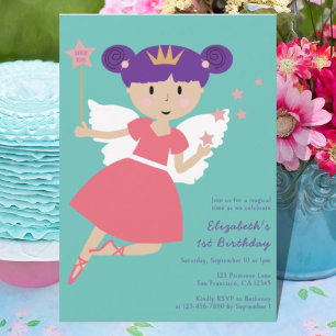 Fairy Princess 1st Birthday Party Invitation