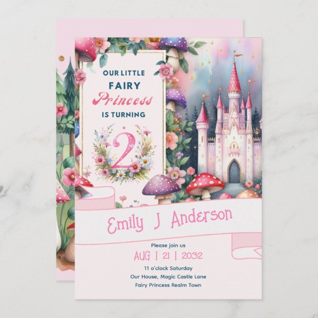 Fairy Princess 2nd Birthday Fairy Tale Fairycore Invitation (Front/Back)