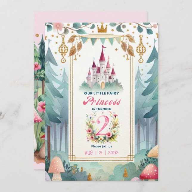 Fairy Princess 2nd Birthday Fairytale Fairycore Invitation (Front/Back)