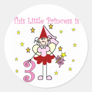 Fairy Princess 3rd Birthday Tshirts and Gifts Classic Round Sticker